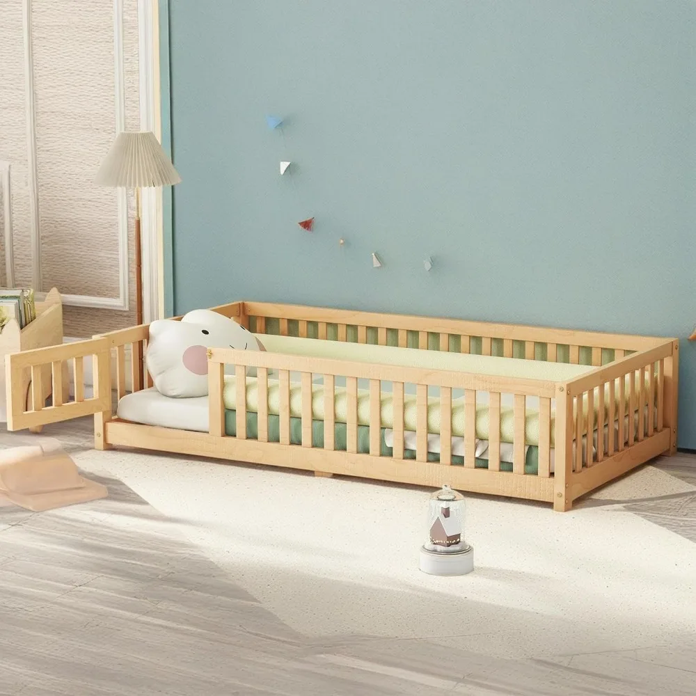 ROOMTEC Twin Size Montessori Floor Bed with Safety Fence and Door, Solid Wooden Bedframe, Floor-Bed-Frame for Bedroom, Playroom
ROOMTEC Twin Size Montessori Floor Bed with Safety Fence and Door, Solid Wooden Bedframe, Floor-Bed-Frame for Bedroom, Playroom