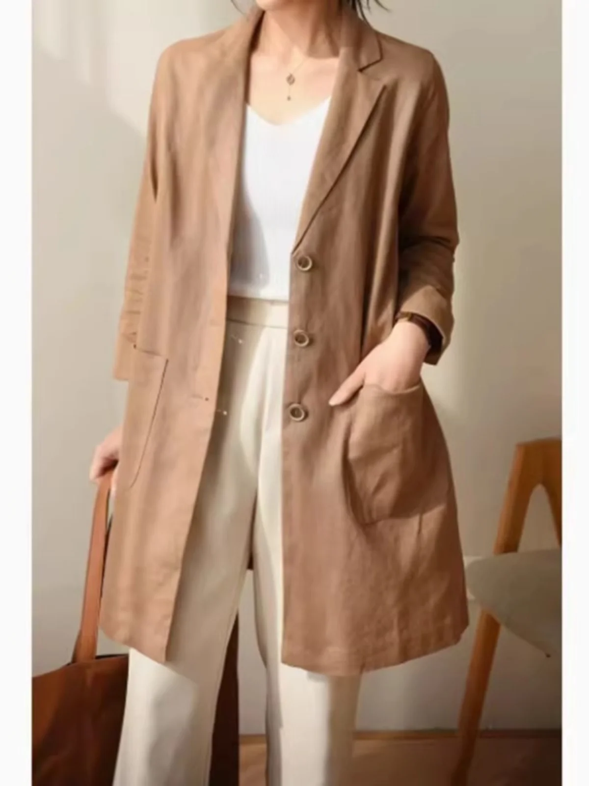 High-End Japanese Style Women's Long Sleeve Cotton Linen Suit Jacket Loose Fit Versatile Pure Color Commute Friendly
High-End Japanese Style Women's Long Sleeve Cotton Linen Suit Jacket Loose Fit Versatile Pure Color Commute Friendly