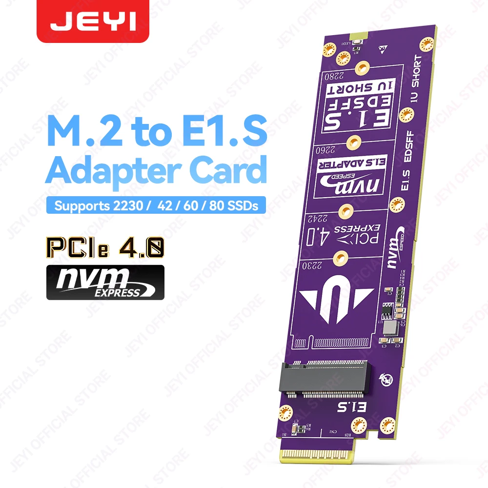Адаптер JEYI M.2 NVMe to E1.S PCIe 4.0 x4 (64 Гбит/с) — конвертер твердотельного накопителя 2230-2280 в EDSFF E1.S, горячая замена, для сервера/даты-центра
Адаптер JEYI M.2 NVMe to E1.S PCIe 4.0 x4 (64 Гбит/с) — конвертер твердотельного накопителя 2230-2280 в EDSFF E1.S, горячая замена, для сервера/даты-центра