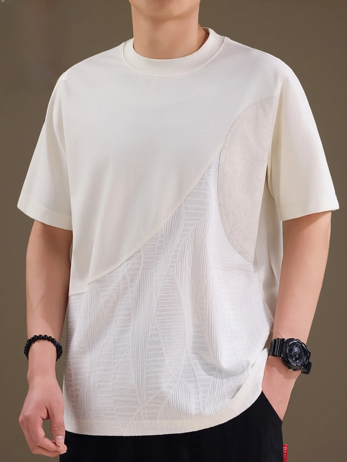 Patchwork ort Sve T-irt round Ne Casual Versatile Men's Top Summer Leisure Polyester Cotton Blend Tee
Patchwork ort Sve T-irt round Ne Casual Versatile Men's Top Summer Leisure Polyester Cotton Blend Tee