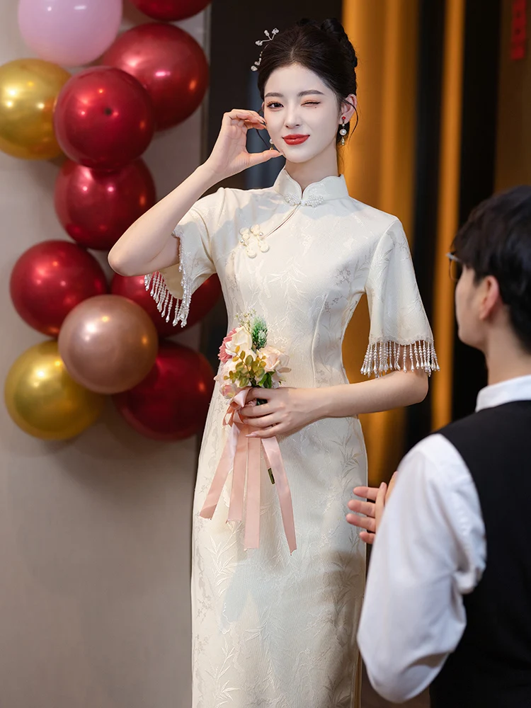 Champagne Colored New Chinese Sle Pearl Fringe Heavy Work Wedding Dr for Bride Champagne Pearl Tassel
Champagne Colored New Chinese Sle Pearl Fringe Heavy Work Wedding Dr for Bride Champagne Pearl Tassel