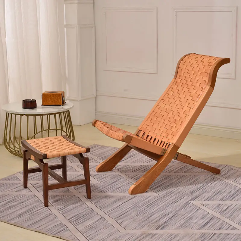 Solid wood balcony lunch break leather weaving simple outdoor folding indoor comfortable retro home high-end reclining chair
Solid wood balcony lunch break leather weaving simple outdoor folding indoor comfortable retro home high-end reclining chair