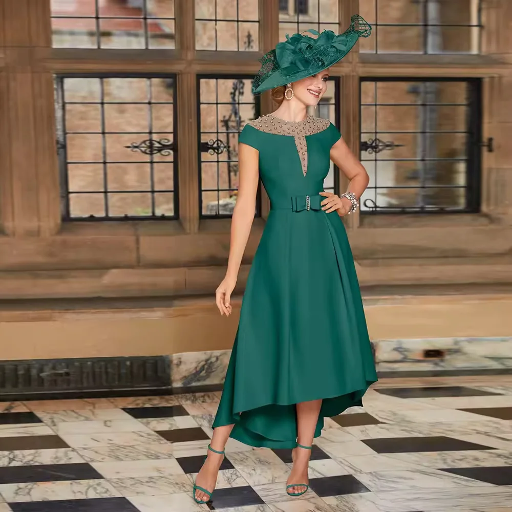 Customized Elegant Tea Length Mother of The Bride Dress O-Neck Cap Sleeves Simple Jersey A Line Grooms Mom Wedding Party Dresses
Customized Elegant Tea Length Mother of The Bride Dress O-Neck Cap Sleeves Simple Jersey A Line Grooms Mom Wedding Party Dresses