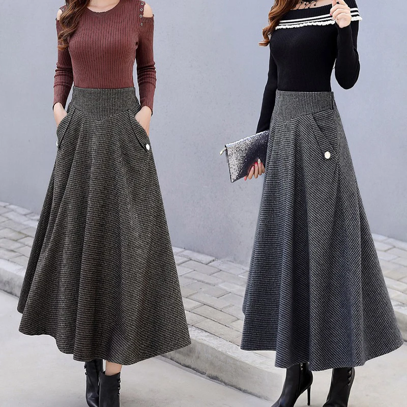High Waist Retro Plaid Woolen Women Skirts Winter 2025 Fashion Warm Winter Office Wool Pleated Maxi Skirt Femme Saia Longa
High Waist Retro Plaid Woolen Women Skirts Winter 2025 Fashion Warm Winter Office Wool Pleated Maxi Skirt Femme Saia Longa