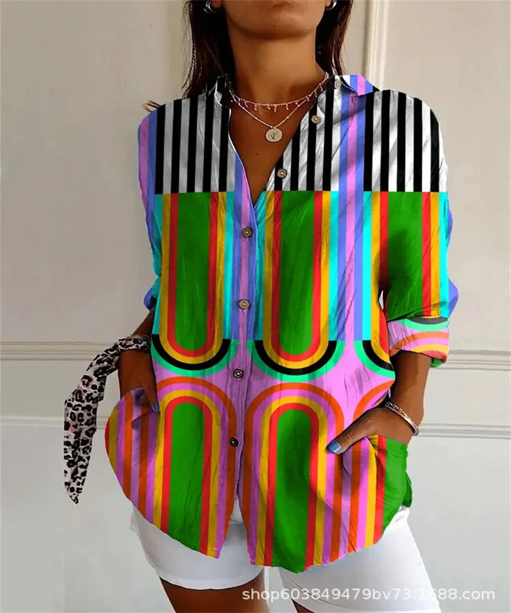 3D Printed Striped Fashion Women's Shirt Personality Long Sleeve Cardigan Ladies Mid-Length Shirt Drop Shoulder Sleeve Top
3D Printed Striped Fashion Women's Shirt Personality Long Sleeve Cardigan Ladies Mid-Length Shirt Drop Shoulder Sleeve Top
