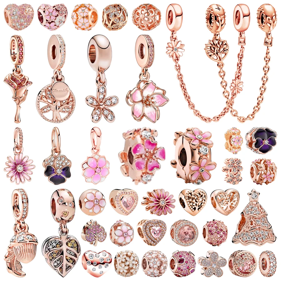 Sparkling Rose Gold Pink Flowers Daisy Spacer Clip Family Tree Cherry Blossom Charm Beads Fit Original Bracelet DIY Jewelry Gift
Sparkling Rose Gold Pink Flowers Daisy Spacer Clip Family Tree Cherry Blossom Charm Beads Fit Original Bracelet DIY Jewelry Gift