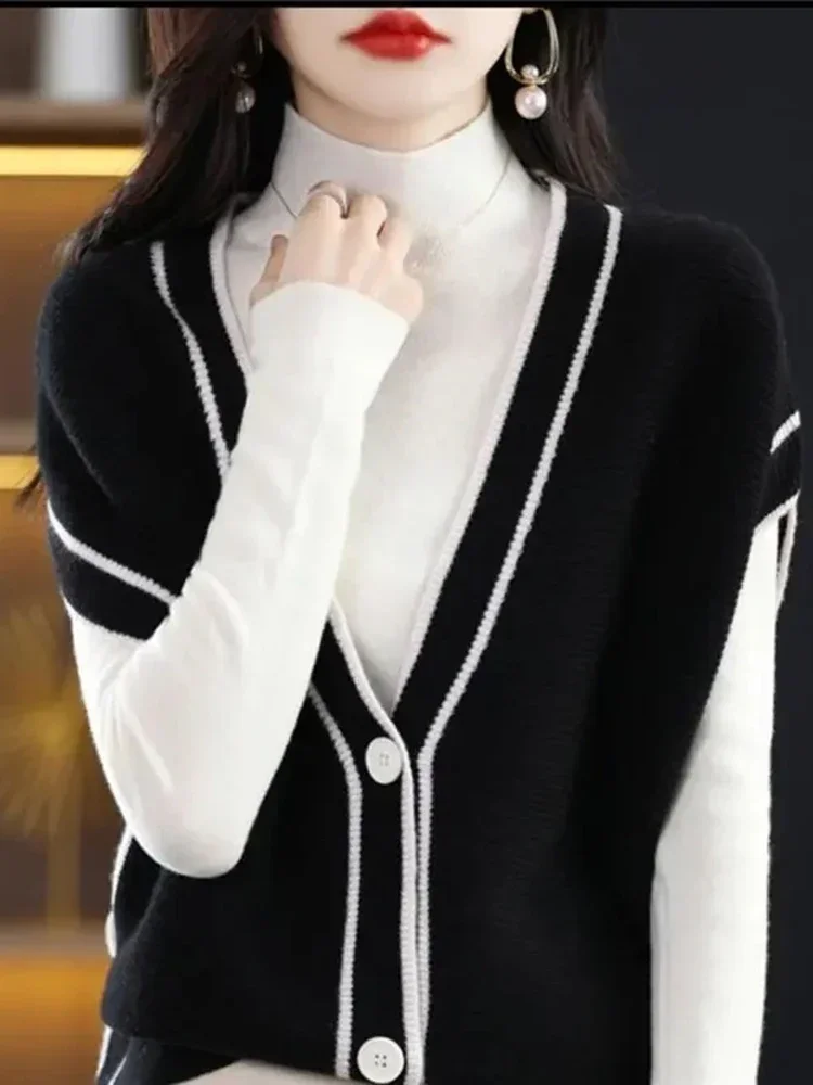 Korean Knitted Vest Cardigan Women Elegant V-neck Sleeveless Sweater Tops Casual Knitwear Chaleco Coats Malhas Waistcoats PH69
Korean Knitted Vest Cardigan Women Elegant V-neck Sleeveless Sweater Tops Casual Knitwear Chaleco Coats Malhas Waistcoats PH69