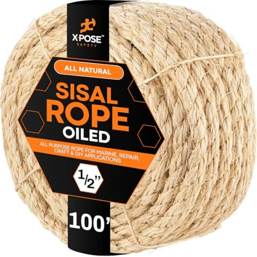 100Feet Twisted Sisal Rope Natural Fiber Heavy Duty Chemical-Free Cat Scratching Post Repair Crafts Gardening and DIY
100Feet Twisted Sisal Rope Natural Fiber Heavy Duty Chemical-Free Cat Scratching Post Repair Crafts Gardening and DIY