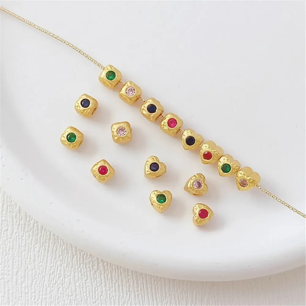 18K Sand Gold Micro-inlaid Colored Zirconium Irregular Square Heart Bead Handcrafted DIY Bracelet Necklace with Beads
18K Sand Gold Micro-inlaid Colored Zirconium Irregular Square Heart Bead Handcrafted DIY Bracelet Necklace with Beads