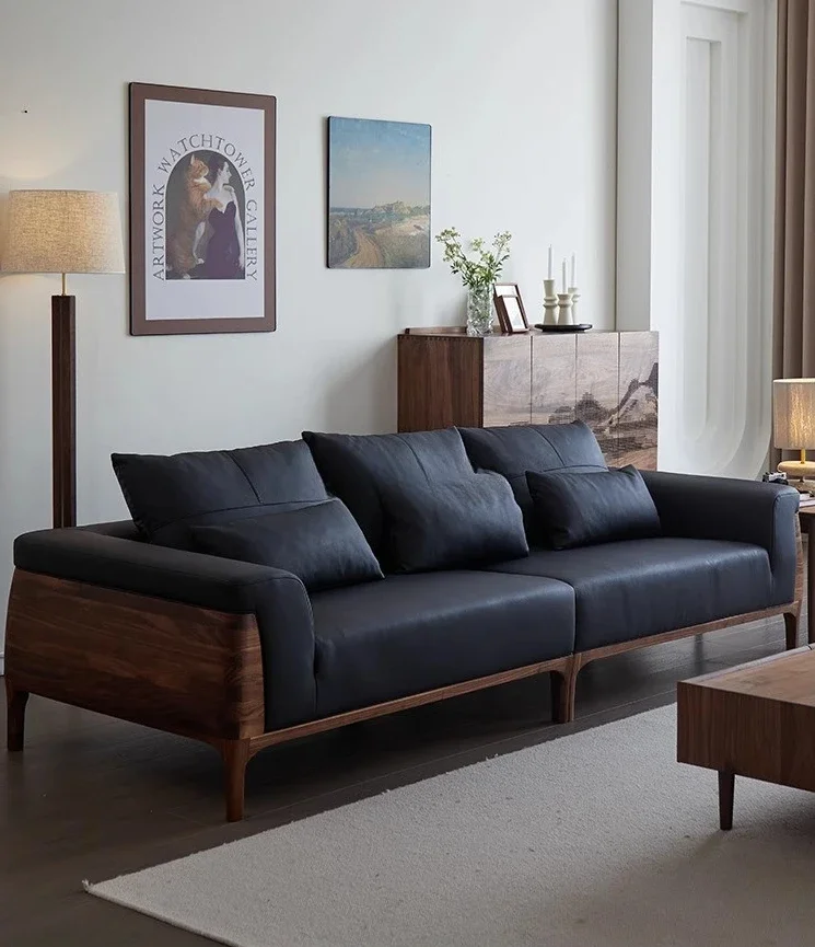 North American Black Walnut Solid Wood Sofa Genuine Leather Black Walnut Cowhide Large Apartment Simple Sofa
North American Black Walnut Solid Wood Sofa Genuine Leather Black Walnut Cowhide Large Apartment Simple Sofa