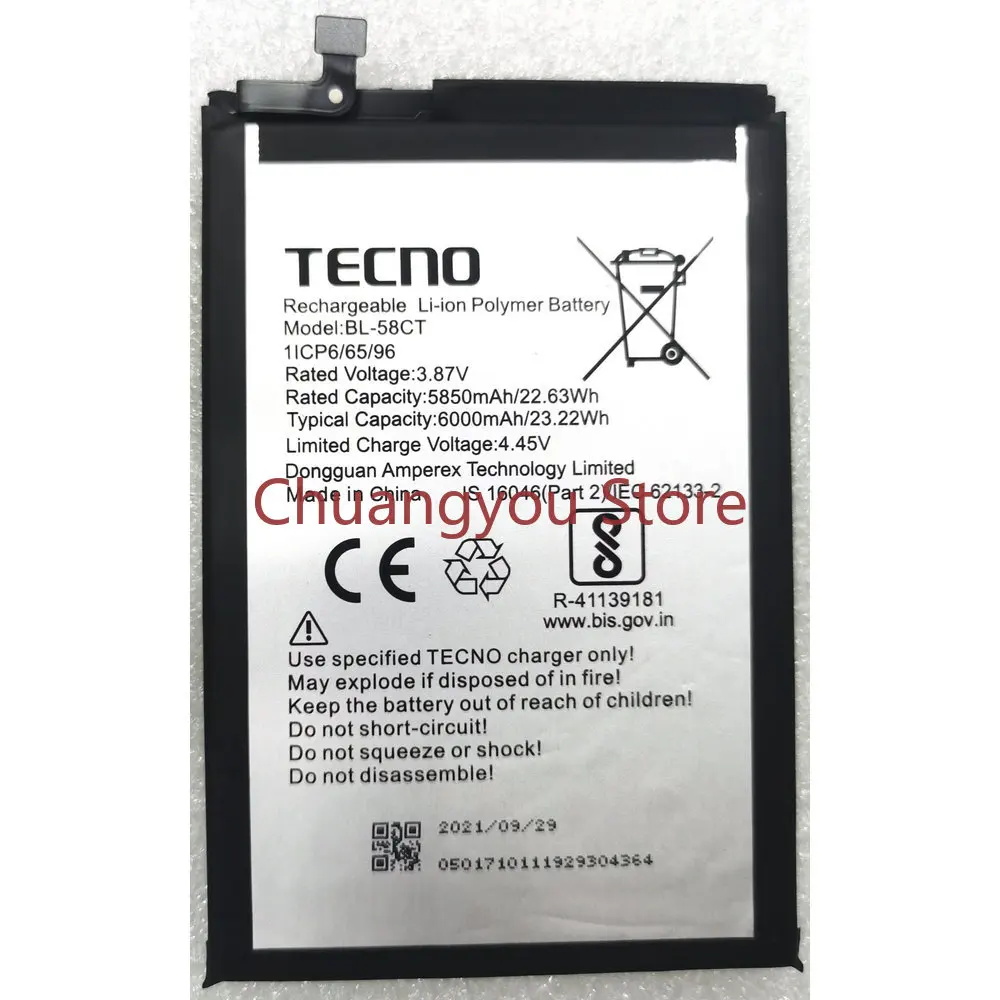 Новый BL-58CT 6000mAh Сменный аккумулятор для TECNO KF6 Spark7 KE6J Spark7T KF6P KF6J
Новый BL-58CT 6000mAh Сменный аккумулятор для TECNO KF6 Spark7 KE6J Spark7T KF6P KF6J