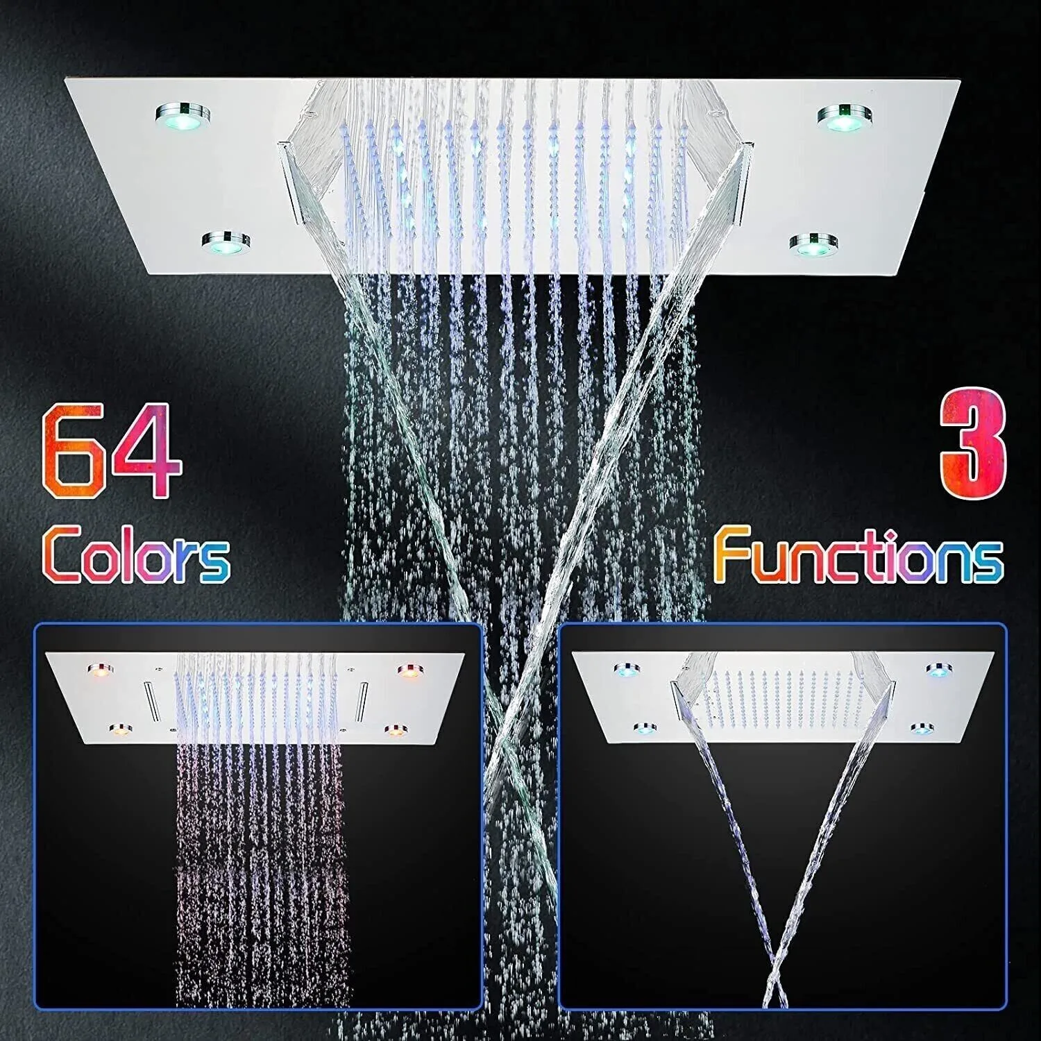 Rain Shower Head Combos Ceiling Mount Rainfall Waterfall Top Sprayer
Rain Shower Head Combos Ceiling Mount Rainfall Waterfall Top Sprayer
