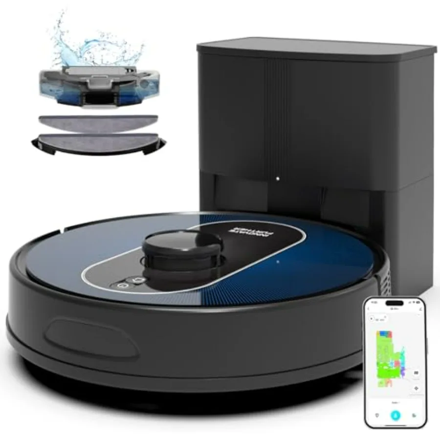 Robot Vacuum and Mop with Mapping: 6000Pa Self-Emptying Robotic Vacuum for Hard Floors and Carpets, LIDAR Navigation, 3-in-1 Pe
Robot Vacuum and Mop with Mapping: 6000Pa Self-Emptying Robotic Vacuum for Hard Floors and Carpets, LIDAR Navigation, 3-in-1 Pe