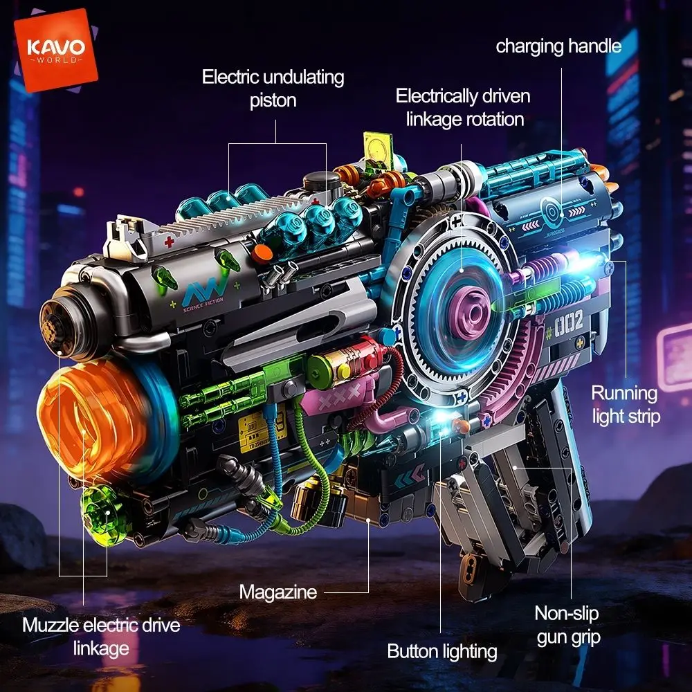 KAVOWORLD 1457PCS MOC Military Cyberpunk Toy Guns Bricks Model Electric LED Light Up Building Blocks Blaster Gifts for Teen Boys
KAVOWORLD 1457PCS MOC Military Cyberpunk Toy Guns Bricks Model Electric LED Light Up Building Blocks Blaster Gifts for Teen Boys