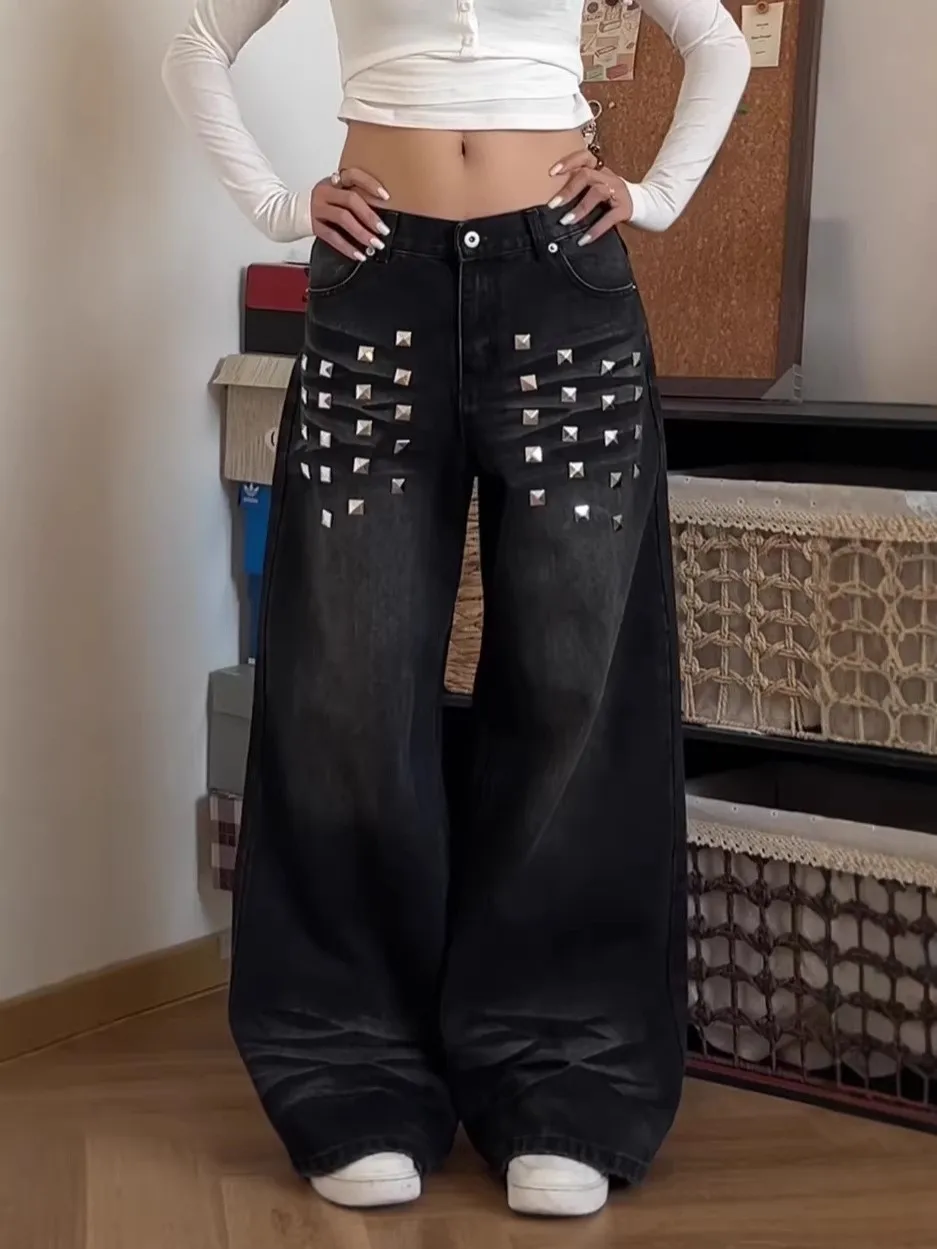 Large Size American Retro Washed Rivet Wide Leg Jeans Women's Trendy Loose Casual Floor-Length Straight Long Pants
Large Size American Retro Washed Rivet Wide Leg Jeans Women's Trendy Loose Casual Floor-Length Straight Long Pants
