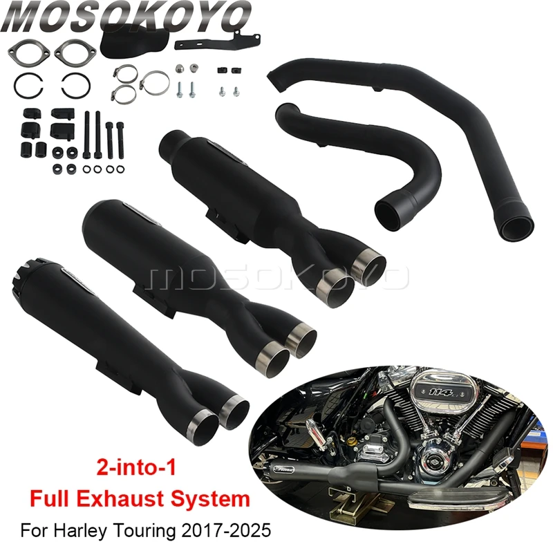 Motorcycle Full 2-into-1 Exhaust System Mufflers For Harley Touring Street Glide Electra Glides Road King Special FLHRXS 2017-25
Motorcycle Full 2-into-1 Exhaust System Mufflers For Harley Touring Street Glide Electra Glides Road King Special FLHRXS 2017-25