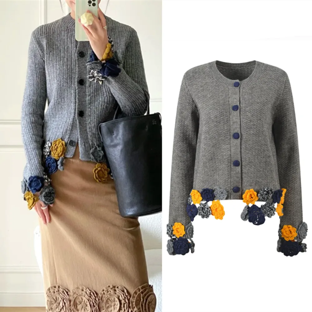 Elegant Long Sleeve round Neck Knitwear Sweater Coat Heavy Embroidery Hook Flower Design Ageless Quality Women's Cardigan Top
Elegant Long Sleeve round Neck Knitwear Sweater Coat Heavy Embroidery Hook Flower Design Ageless Quality Women's Cardigan Top