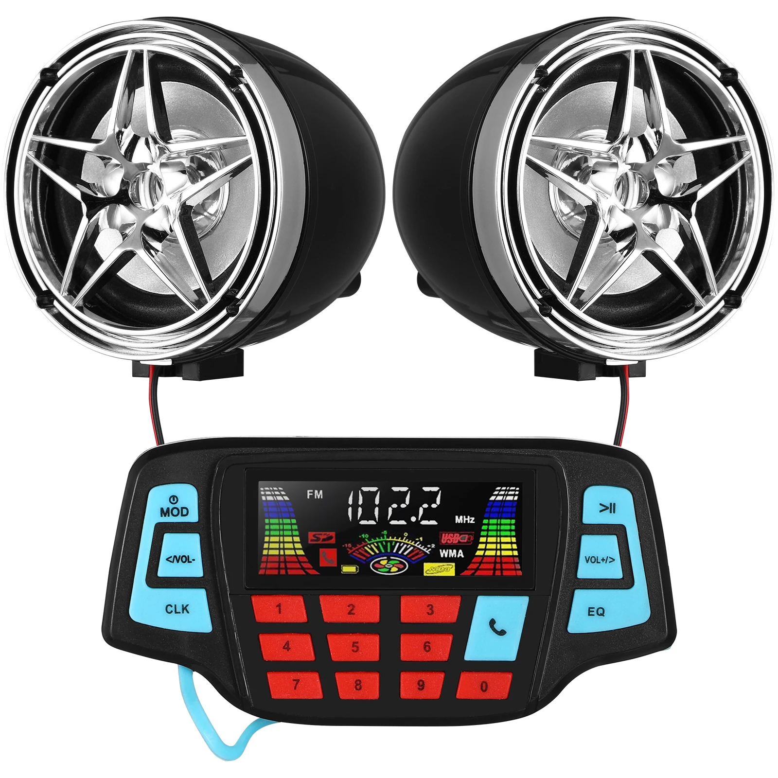 Waterproof Speaker Black Star Design Durable Sound Quality Motorcycle Stereo Wireless Connection Radio Receiver Memory
Waterproof Speaker Black Star Design Durable Sound Quality Motorcycle Stereo Wireless Connection Radio Receiver Memory