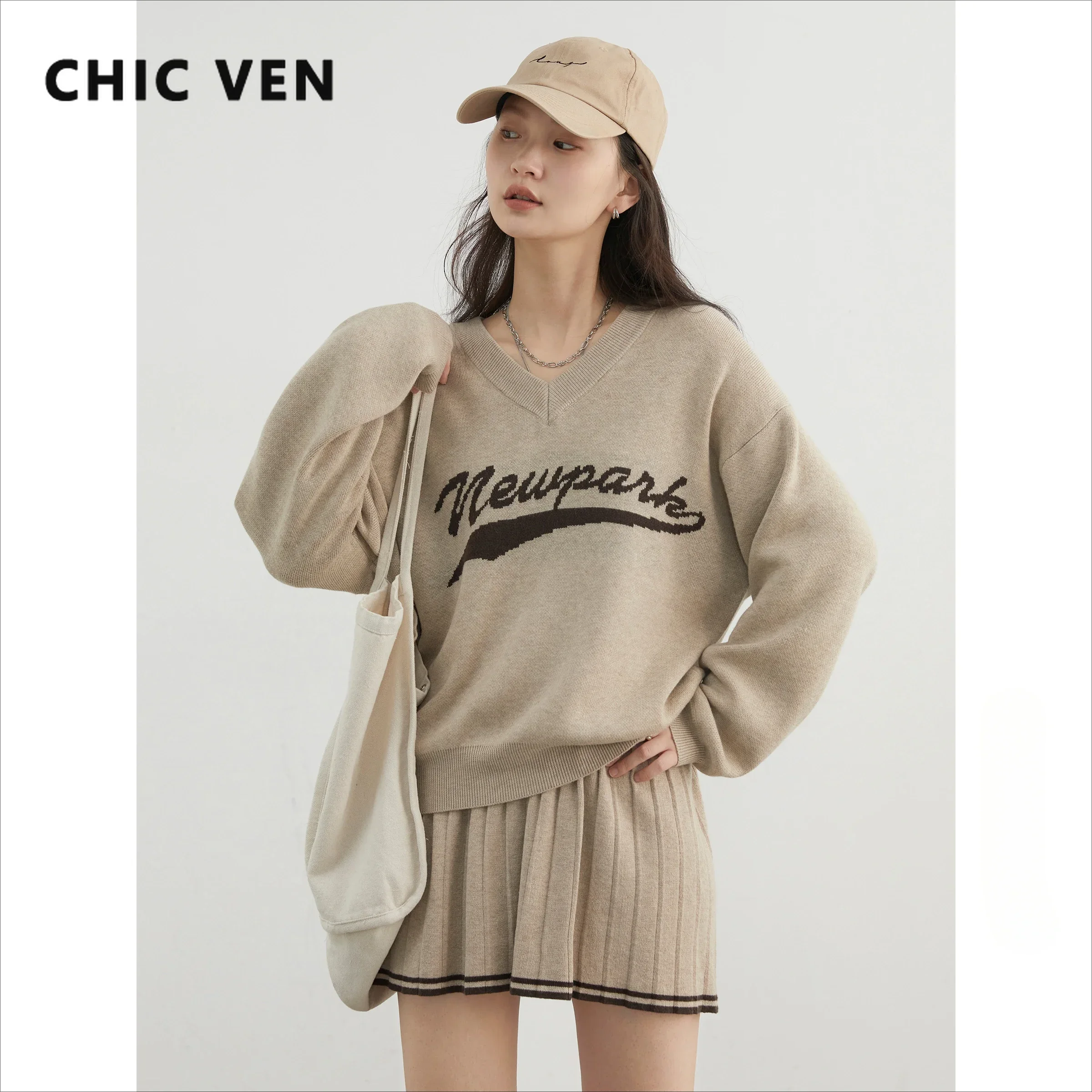 CHIC VEN Women Skirts Loose Casual New Letter Print Knitted Sweater A-line Pleated Female Skirt Set Autumn Winter 2024
CHIC VEN Women Skirts Loose Casual New Letter Print Knitted Sweater A-line Pleated Female Skirt Set Autumn Winter 2024