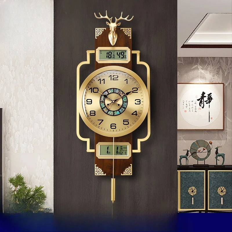 New Chinese brass wall clock, home living room decoration table hanging
New Chinese brass wall clock, home living room decoration table hanging
