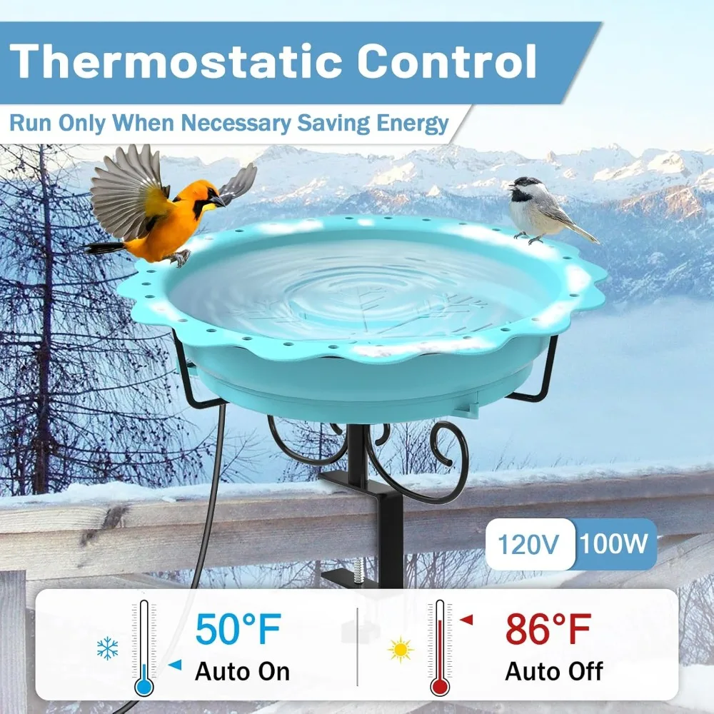 Подогреваемая купальня для птиц 100 Вт для улицы, зимняя, с термостатом, для перил террасы, сада, патио, двора, синяя
Подогреваемая купальня для птиц 100 Вт для улицы, зимняя, с термостатом, для перил террасы, сада, патио, двора, синяя