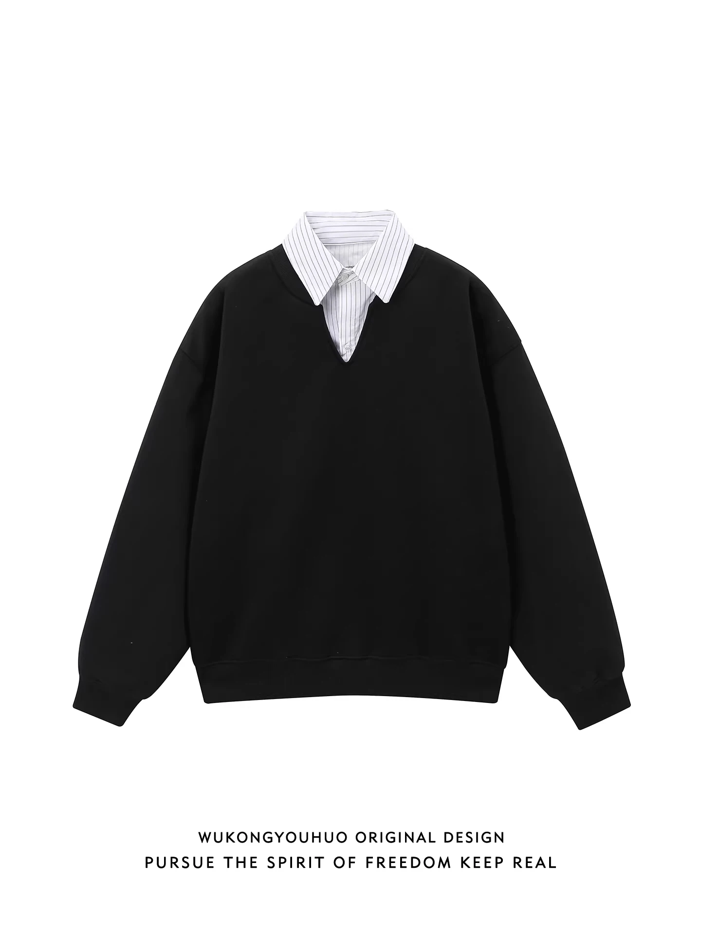 Retro Striped Collar Sweatirt Loose Fit ex Spring Trendy Brand Couple's Loose Top Fake Two-Piece Splicing Design
Retro Striped Collar Sweatirt Loose Fit ex Spring Trendy Brand Couple's Loose Top Fake Two-Piece Splicing Design