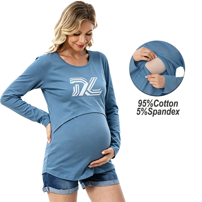 Dual Layer Lift-Up Nursing Maternity Top Long Sleeve Cotton Blend Round Neck Pregnancy Breastfeeding Tee
Dual Layer Lift-Up Nursing Maternity Top Long Sleeve Cotton Blend Round Neck Pregnancy Breastfeeding Tee