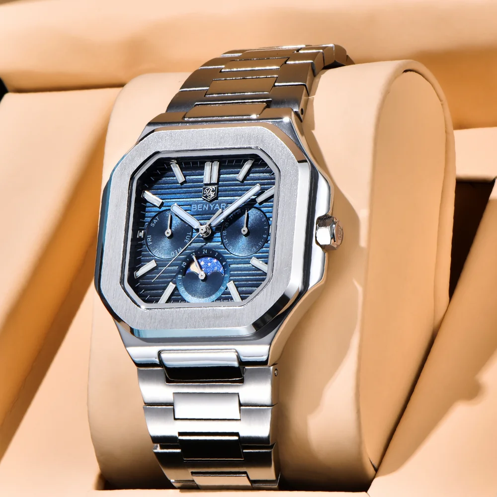 2025 BENYAR New Square Men's Watch Luxury Brand Stainless Steel Business Men's Watch Quartz Luminous Moonphase Watch
2025 BENYAR New Square Men's Watch Luxury Brand Stainless Steel Business Men's Watch Quartz Luminous Moonphase Watch
