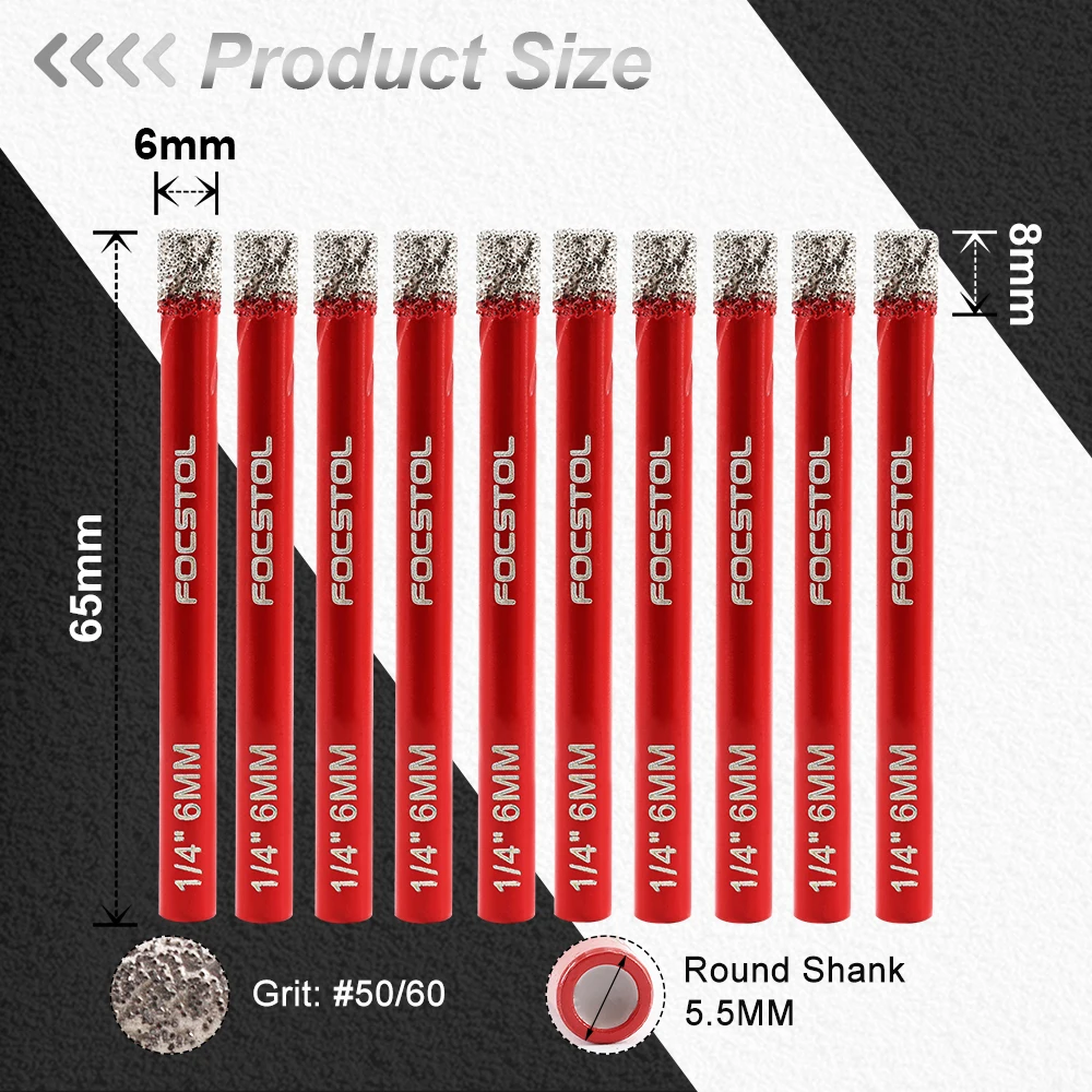 FOCSTOL Diamond Drill Core Bit Tile Drill Bit Set Round Shank Drill Bit for Ceramic Porcelain Tile Hole Saw Drill Core Bit
FOCSTOL Diamond Drill Core Bit Tile Drill Bit Set Round Shank Drill Bit for Ceramic Porcelain Tile Hole Saw Drill Core Bit