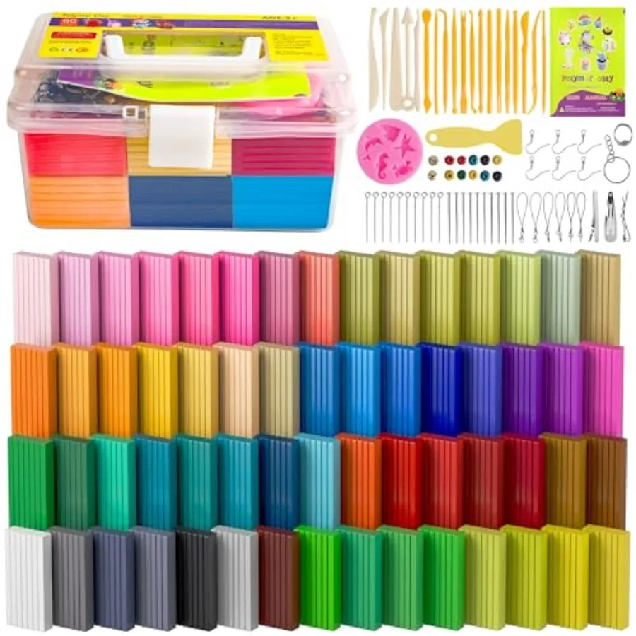 60 Colors Polymer Clay Kit, Individually Wrapped Oven Bake Modeling Clay, Non-Toxic Soft Molding Clay for,DIY Craft Supplies fo
60 Colors Polymer Clay Kit, Individually Wrapped Oven Bake Modeling Clay, Non-Toxic Soft Molding Clay for,DIY Craft Supplies fo
