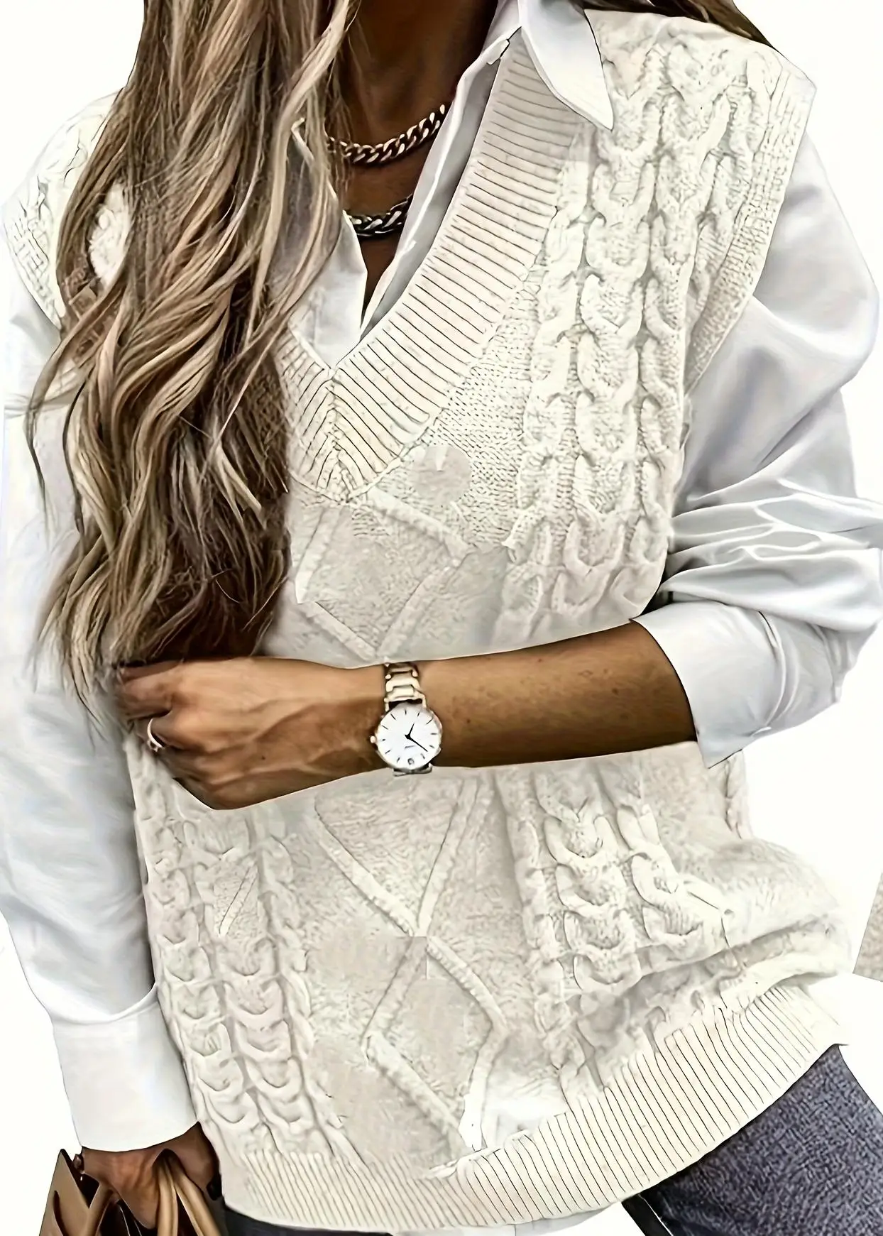 Plus Size Knitted Vest Women V Neck Cable Knit Sleeveless Sweater Loose Fit Casual Autumn Winter
Plus Size Knitted Vest Women V Neck Cable Knit Sleeveless Sweater Loose Fit Casual Autumn Winter