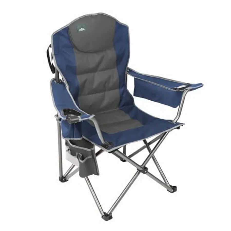 Oversized camping chair for outdoor use, blue polyester fabric, extra padding and heavy-duty steel frame, supports 350 lbs, inc
Oversized camping chair for outdoor use, blue polyester fabric, extra padding and heavy-duty steel frame, supports 350 lbs, inc