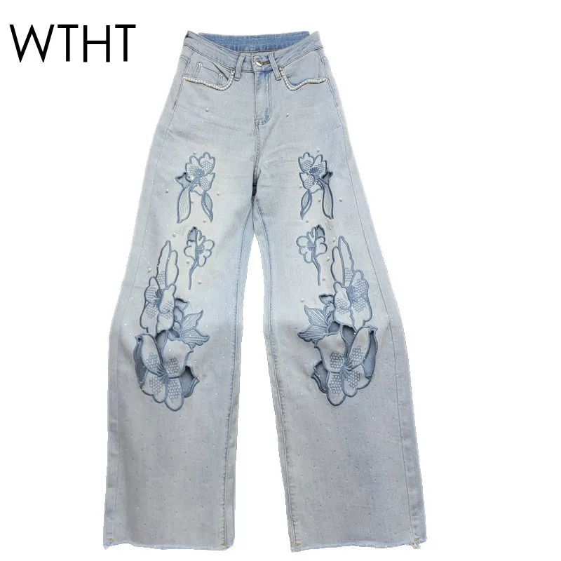 WTHT модные новые женские прямые джинсы с цветочной вышивкой и бриллиантами, лето 2022, широкие джинсовые брюки с высокой талией, женские 1LS2238
WTHT модные новые женские прямые джинсы с цветочной вышивкой и бриллиантами, лето 2022, широкие джинсовые брюки с высокой талией, женские 1LS2238