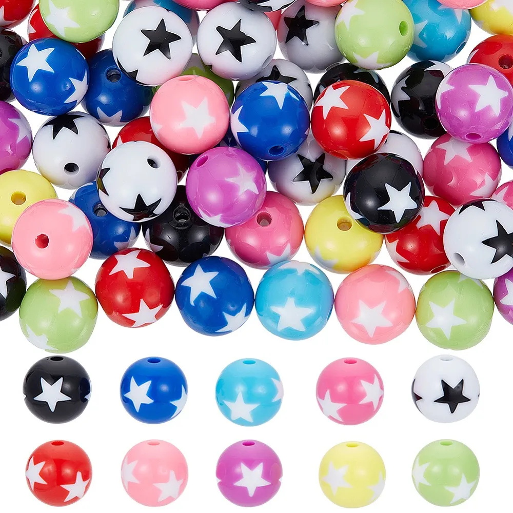 100Pcs 10 Colors Opaque Acrylic Beads Round with Star Pattern Mixed Color 15.5x15mm Hole: 3mm 10pcs/color
100Pcs 10 Colors Opaque Acrylic Beads Round with Star Pattern Mixed Color 15.5x15mm Hole: 3mm 10pcs/color