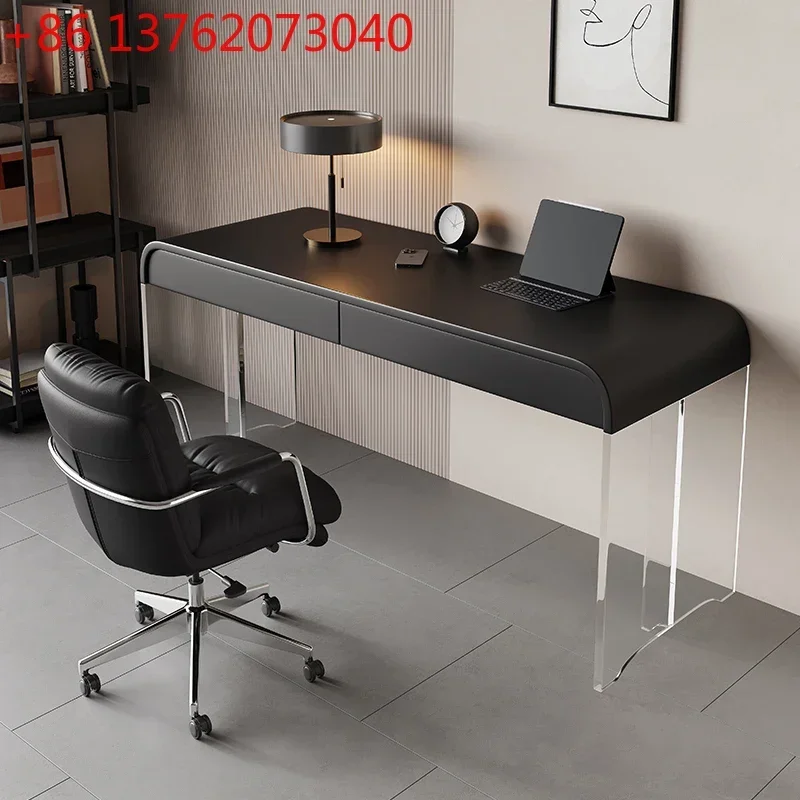 Small apartment writing desk integrated black light luxury desk acrylic floating desk
Small apartment writing desk integrated black light luxury desk acrylic floating desk