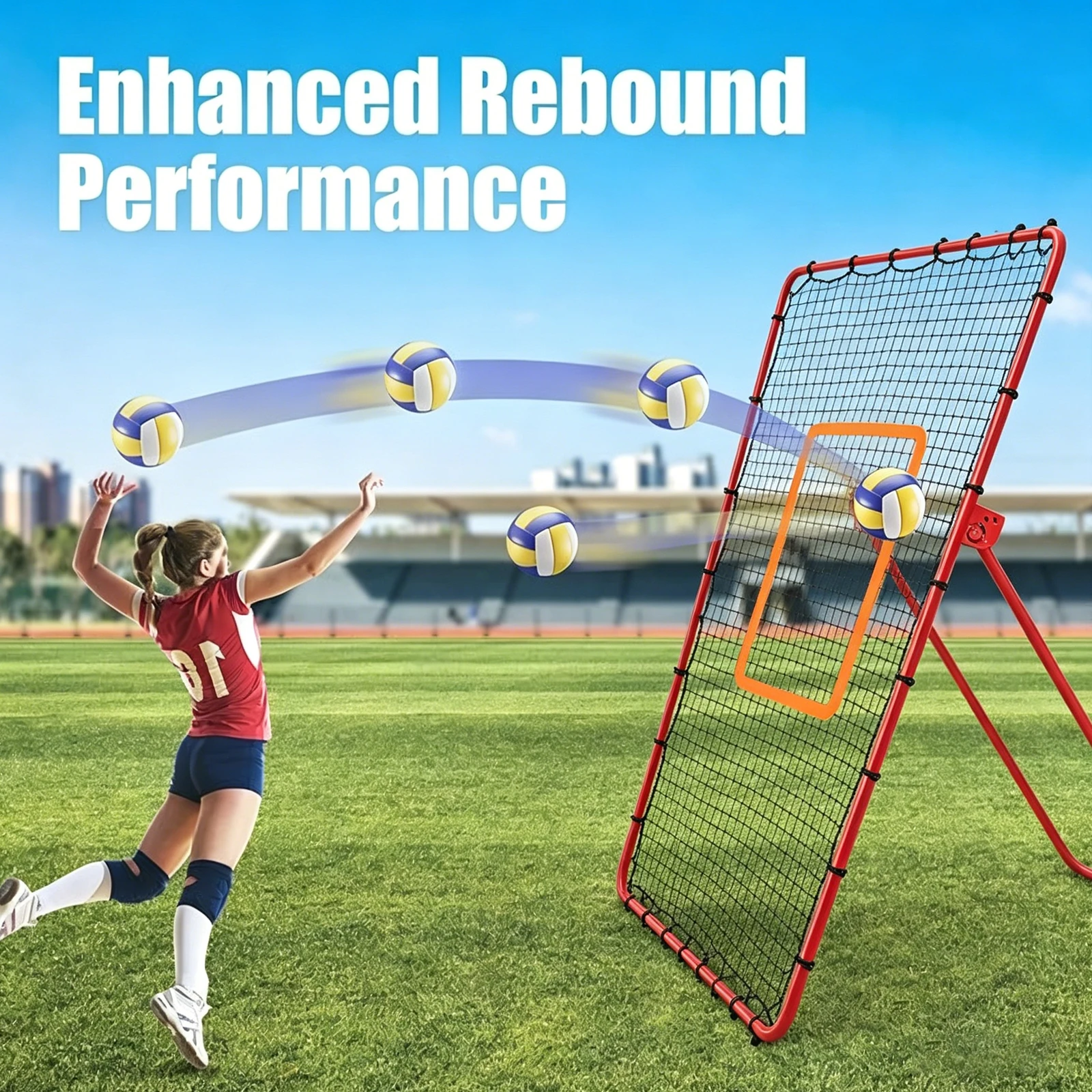 Upgraded Steel Frame Volleyball Rebounder Net 180x110cm, 900LBS Heavy Duty Practice Rebound Net with 10 Inch Wheels and Handle, 4 Adjustable Angles for Solo Training Serve Spike Pass for ATV or Tractor Towing Garden Cart Use
Upgraded Steel Frame Volleyball Rebounder Net 180x110cm, 900LBS Heavy Duty Practice Rebound Net with 10 Inch Wheels and Handle, 4 Adjustable Angles for Solo Training Serve Spike Pass for ATV or Tractor Towing Garden Cart Use