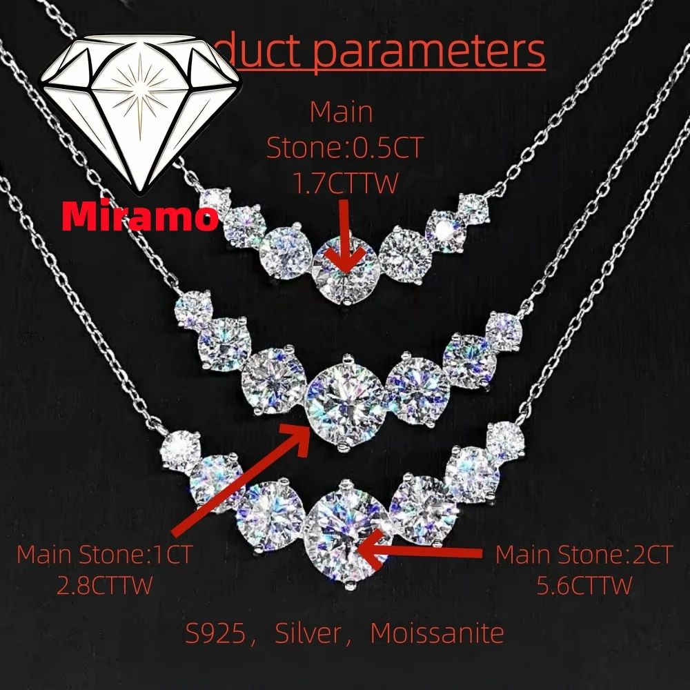 5.6CTTW Round Cut Moissanite Necklace Smile Diamond Moissanite Collarbone Pendant Women's S925 Sterling Silver with Certificates
5.6CTTW Round Cut Moissanite Necklace Smile Diamond Moissanite Collarbone Pendant Women's S925 Sterling Silver with Certificates