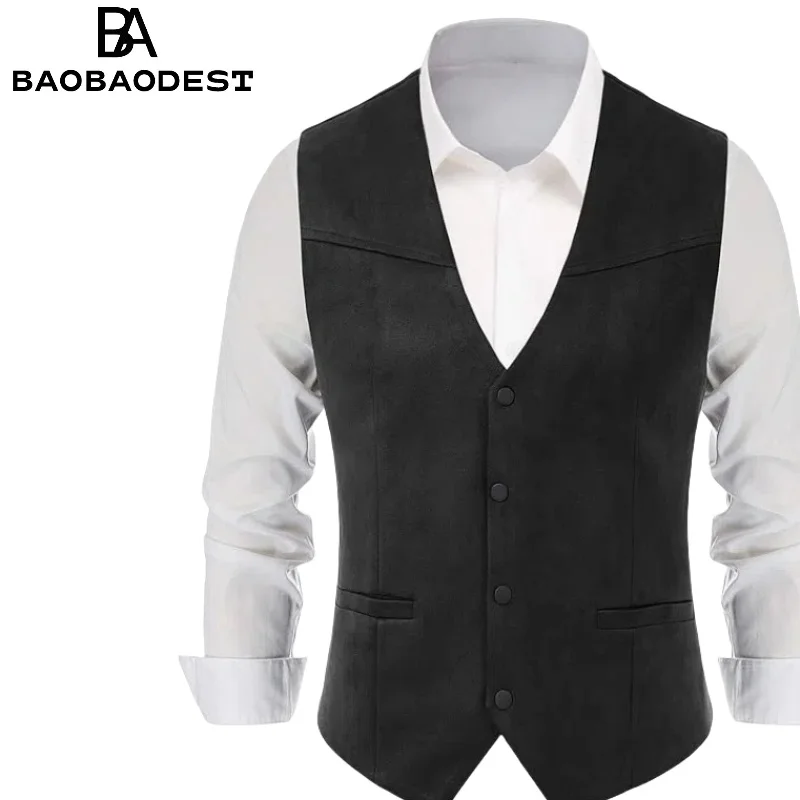 Men's Western Cowboy Vest - Slim Fit Faux Leather Suit Vest for Wedding & Rodeo | Dress Waistcoat, Rhinestone Decor
Men's Western Cowboy Vest - Slim Fit Faux Leather Suit Vest for Wedding & Rodeo | Dress Waistcoat, Rhinestone Decor