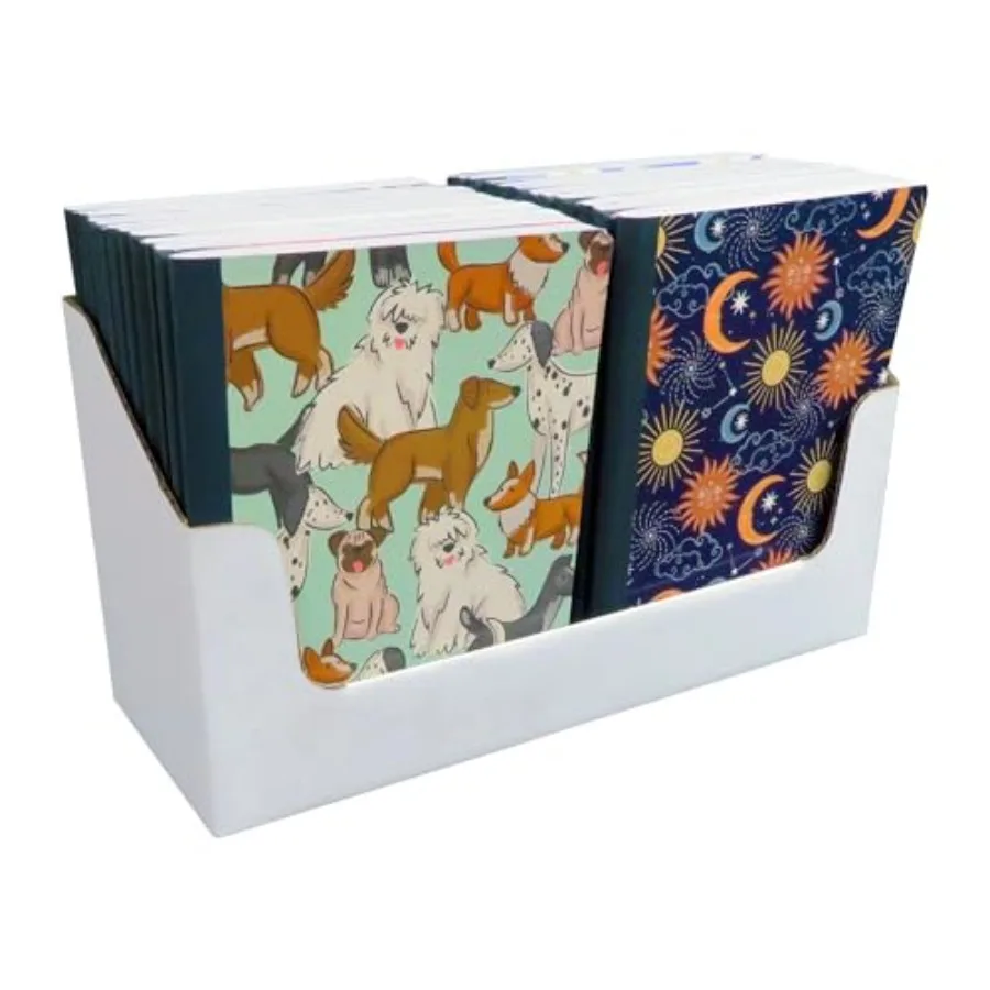 Composition Notebooks Case of 24 Comp Books 70 sheets College Ruled White Paper 9.75"x7.5" 4 of Each Design in Display 6 Unique
Composition Notebooks Case of 24 Comp Books 70 sheets College Ruled White Paper 9.75"x7.5" 4 of Each Design in Display 6 Unique