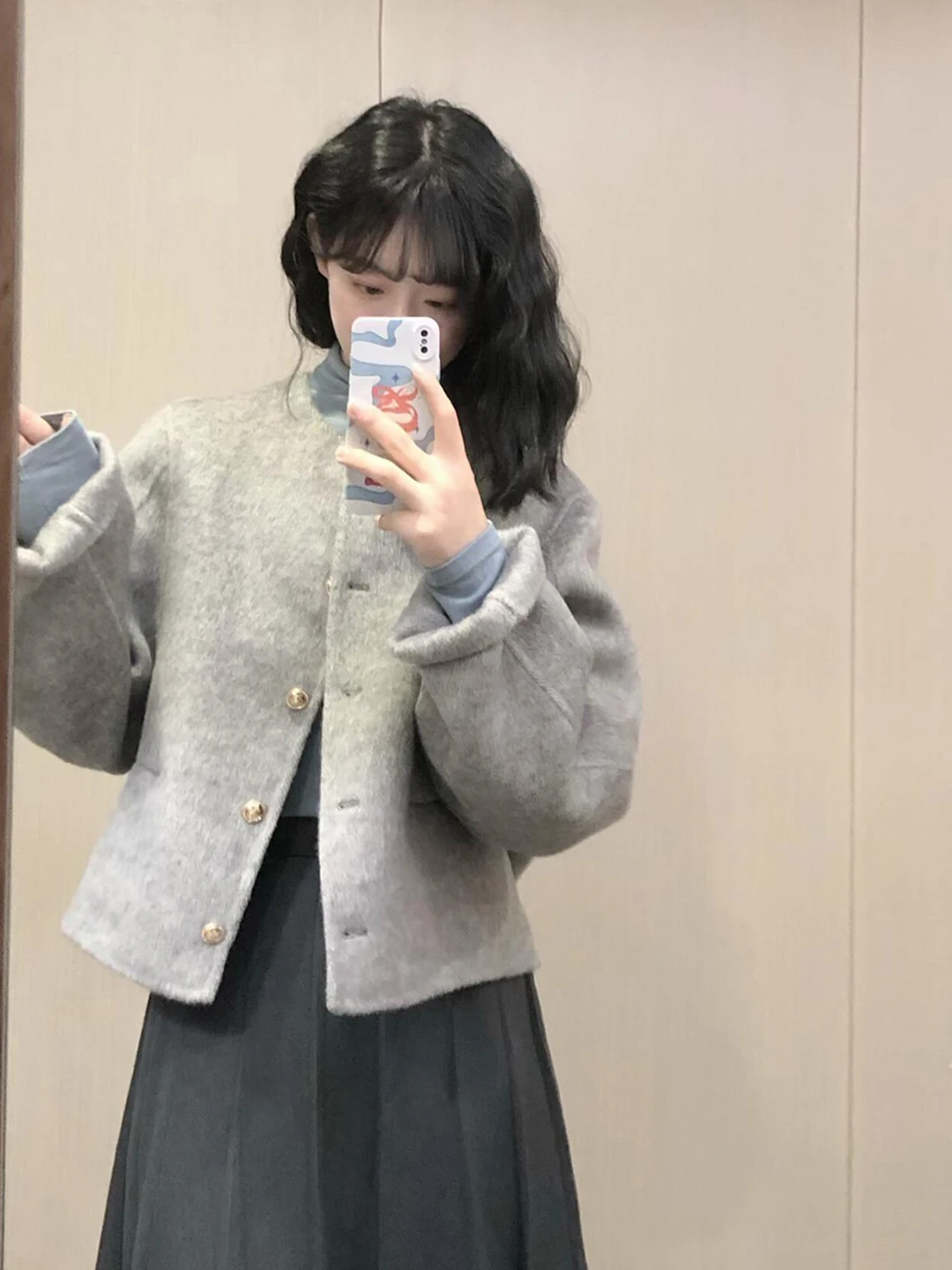 Double-Faced Grey Cashmere Short Coat Women's Spring Autumn New Style Korean Loose Fit Long Sleeve Button round Neck Jacket
Double-Faced Grey Cashmere Short Coat Women's Spring Autumn New Style Korean Loose Fit Long Sleeve Button round Neck Jacket