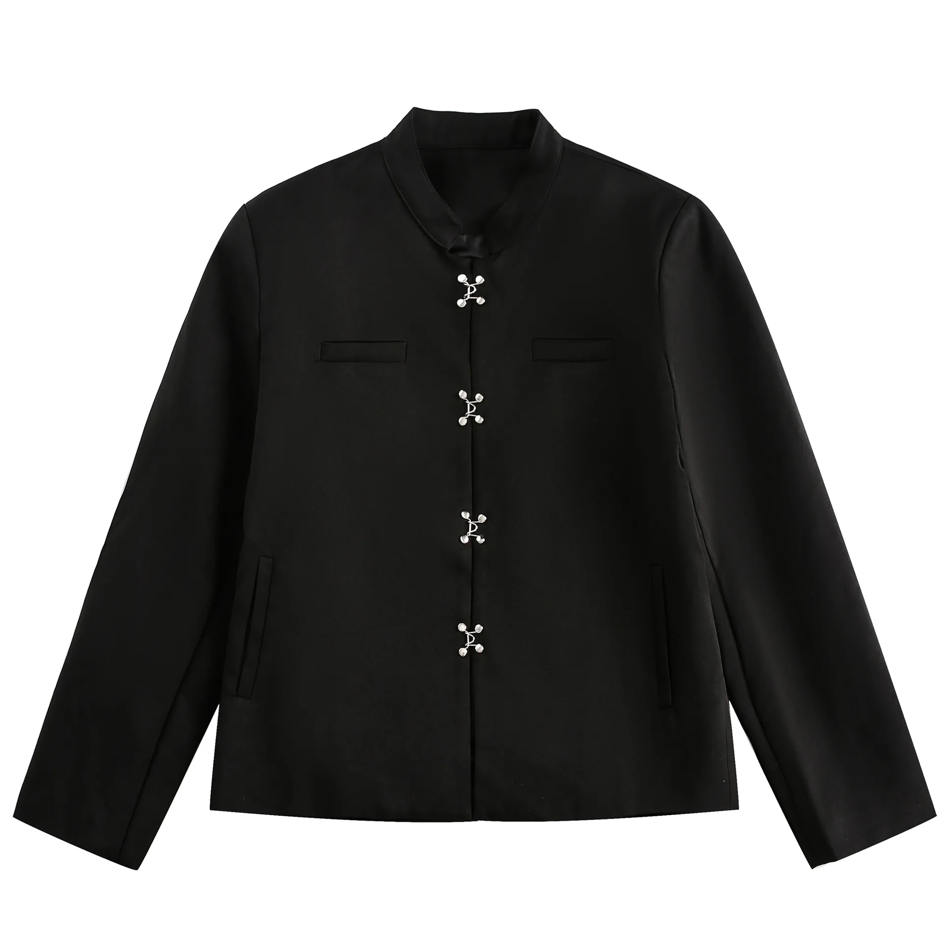 New Chinese Sle ort Casual Leisure Stand Collar Workwear Jaet Metal Bule Loosely Tailored Men's Faion Outerwear
New Chinese Sle ort Casual Leisure Stand Collar Workwear Jaet Metal Bule Loosely Tailored Men's Faion Outerwear