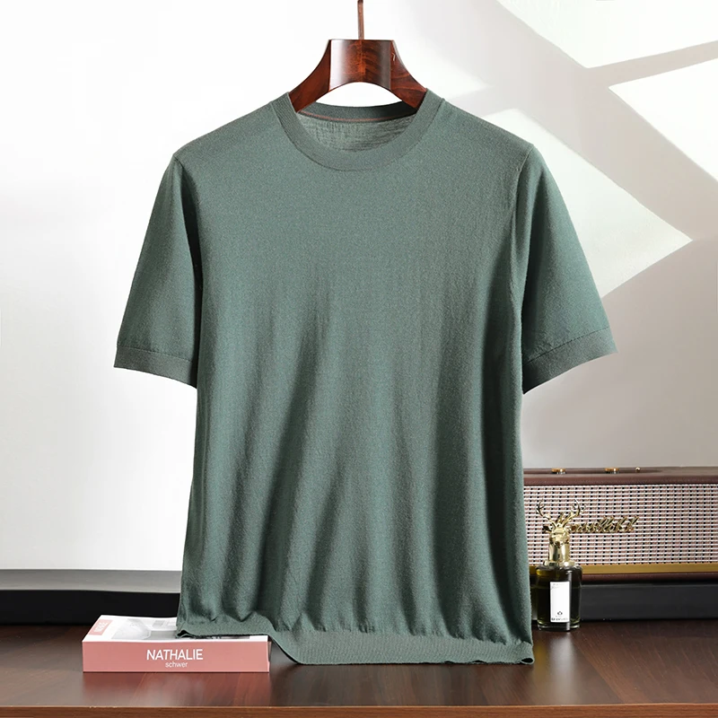 Summer Lightweight 100% Fine-Spun Pure Wool Men'S Short-Sleeve Casual Business Round-Neck T-Shirt Loose Fit
Summer Lightweight 100% Fine-Spun Pure Wool Men'S Short-Sleeve Casual Business Round-Neck T-Shirt Loose Fit