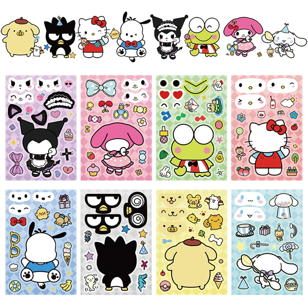 MINISO 8/16 листов Sanrio Mix Kuromi Hello Kitty Детский пазл аниме наклейки для сборки мультяшная игра переводная картинка головоломки Детская игрушка
MINISO 8/16 листов Sanrio Mix Kuromi Hello Kitty Детский пазл аниме наклейки для сборки мультяшная игра переводная картинка головоломки Детская игрушка