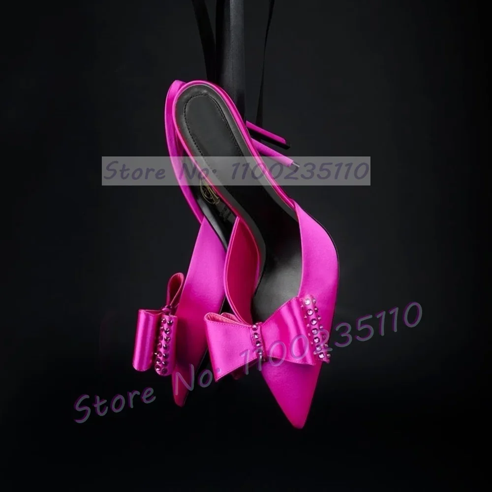 Rose Red Crystal Bow Pointy Toe Slippers Women Elegant Silk Rosette High Heels Shoes Summer Ladies Sexy Outdoor Stiletto Mules
Rose Red Crystal Bow Pointy Toe Slippers Women Elegant Silk Rosette High Heels Shoes Summer Ladies Sexy Outdoor Stiletto Mules