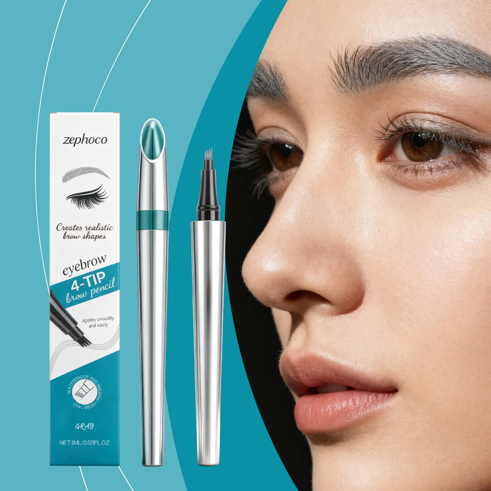 Gray Smudge-Proof 4-Prong Eyebrow Pencil - 3D Vivid Color, Smudge-Resistant, Natural Coloring, Beginner-Friendly, Long-Lasting
Gray Smudge-Proof 4-Prong Eyebrow Pencil - 3D Vivid Color, Smudge-Resistant, Natural Coloring, Beginner-Friendly, Long-Lasting