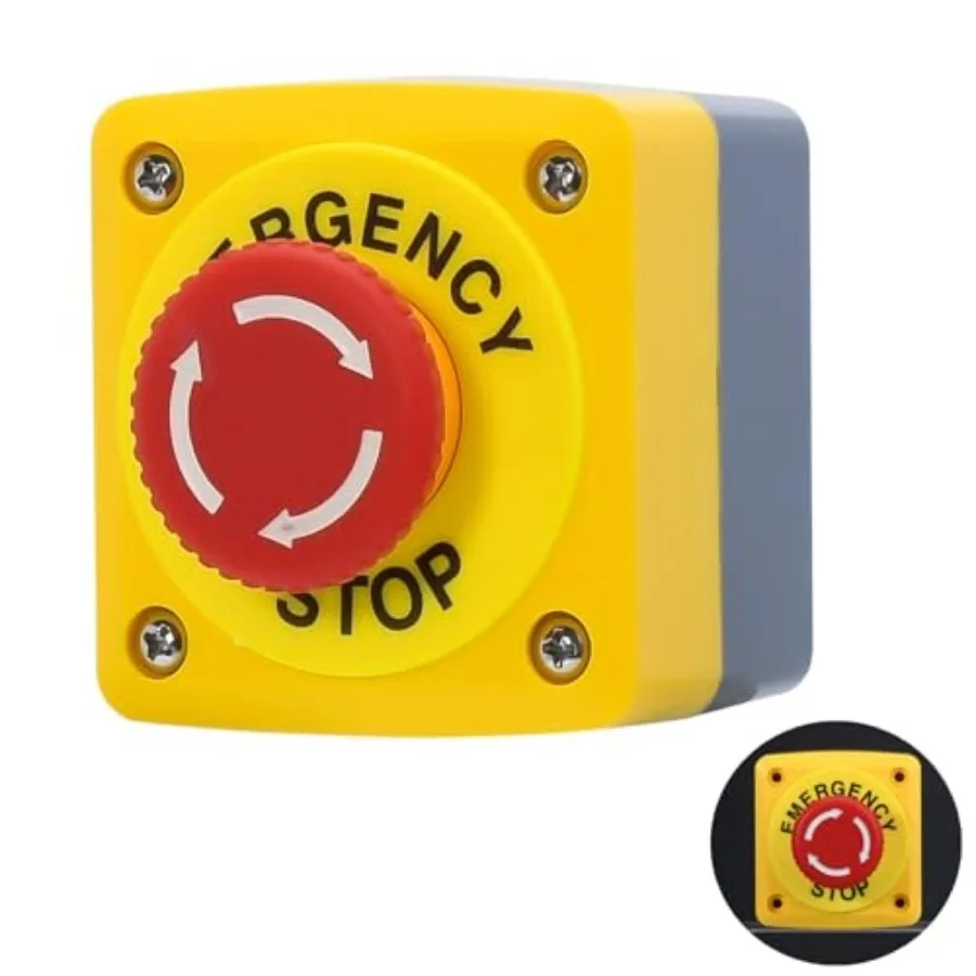 Emergency Stop Button Switch E-Stop Momentary Shut Off Red PushButton Switches 1NO 1NC 660V 10A with Box
Emergency Stop Button Switch E-Stop Momentary Shut Off Red PushButton Switches 1NO 1NC 660V 10A with Box