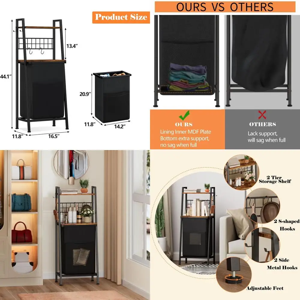 Корзина для белья, двухъярусная деревянная корзина для белья с полками и крючками, корзина для одежды с выдвижным и съемным мешком или для ванной
Корзина для белья, двухъярусная деревянная корзина для белья с полками и крючками, корзина для одежды с выдвижным и съемным мешком или для ванной