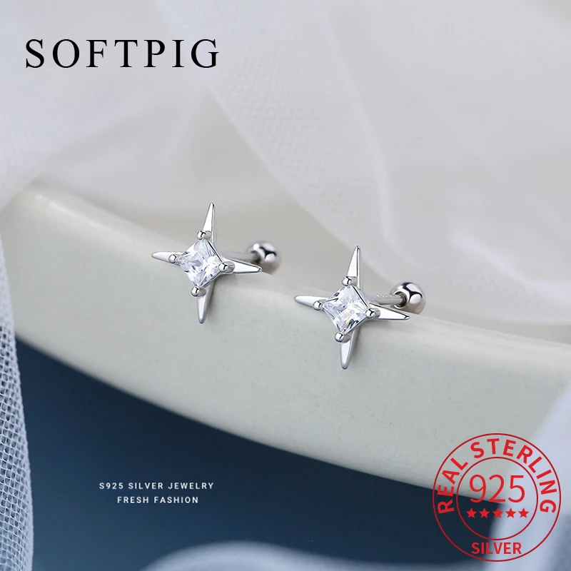 SOFTPIG Real 925 Sterling Silver Sparkling Zircon Star Stud Earrings for Women Classic Fine Jewelry Light Luxury Accessories
SOFTPIG Real 925 Sterling Silver Sparkling Zircon Star Stud Earrings for Women Classic Fine Jewelry Light Luxury Accessories