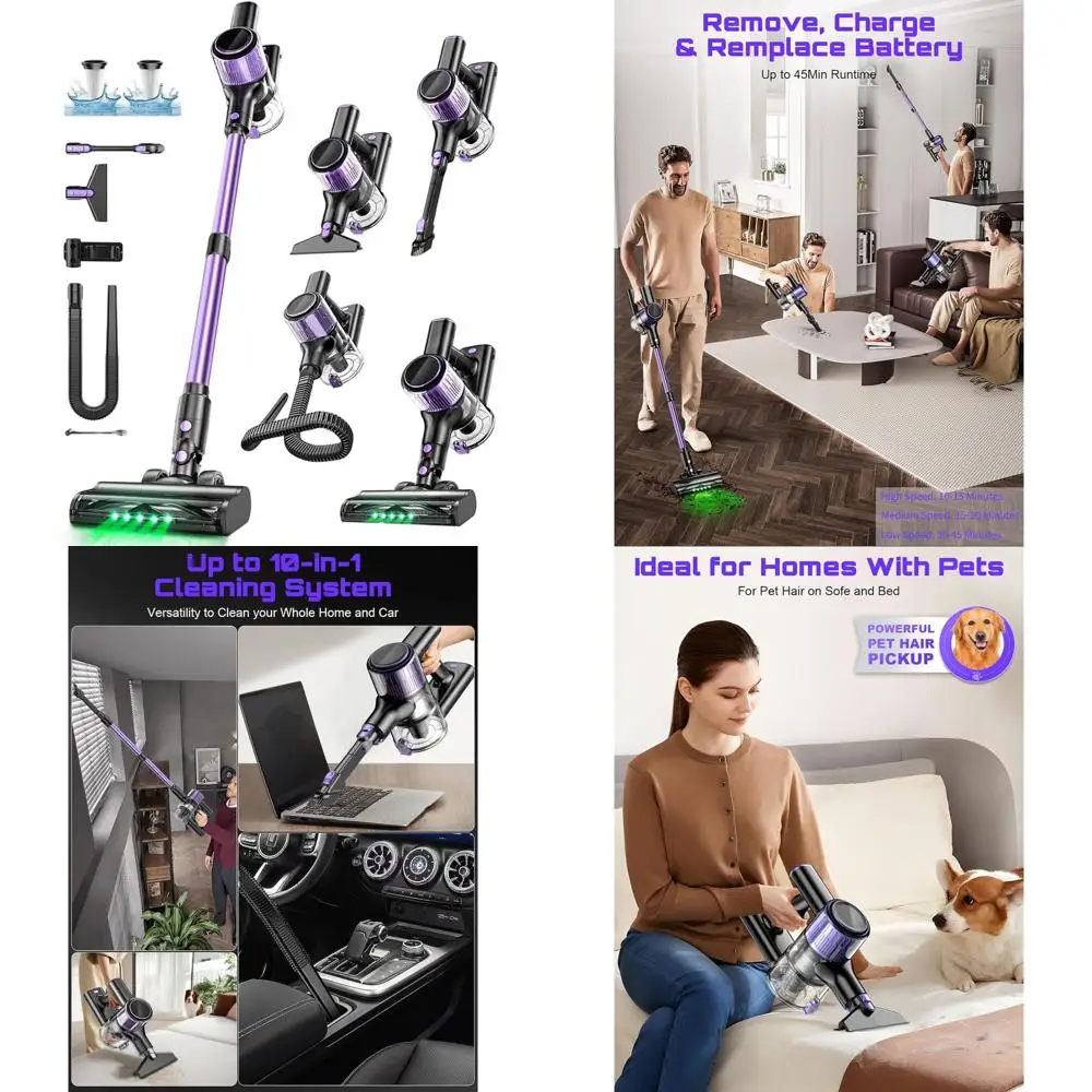 Multi-Functional Cordless Stick Vacuum: Powerful Suction, LED Light, Anti-Tangle Brush for Home & Floor Cleaning
Multi-Functional Cordless Stick Vacuum: Powerful Suction, LED Light, Anti-Tangle Brush for Home & Floor Cleaning