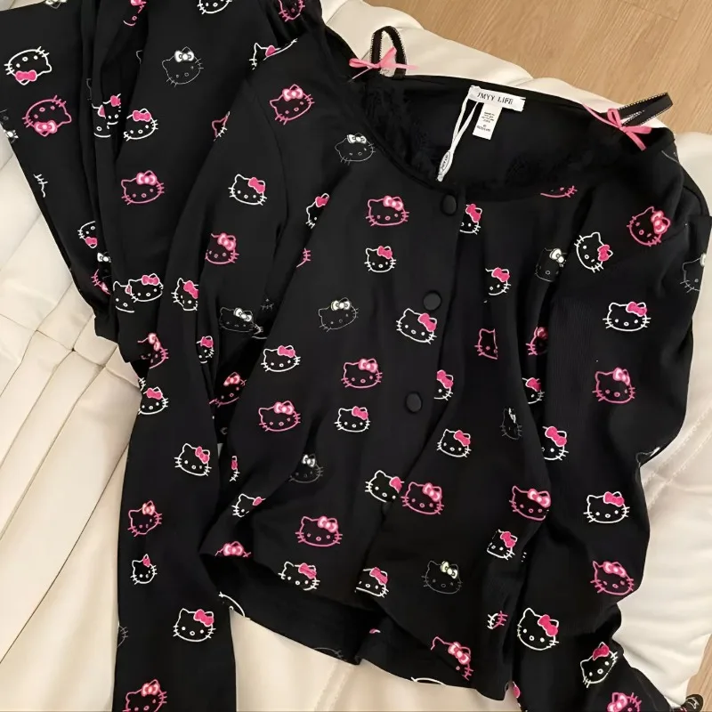 Kawaii Sanrio Hello Kitty T-Shirt Pants Sexy Pure Desire Lace Cartoon Black Padded 2Pcs Women Spring Autumnr Fashion Snug Sets
Kawaii Sanrio Hello Kitty T-Shirt Pants Sexy Pure Desire Lace Cartoon Black Padded 2Pcs Women Spring Autumnr Fashion Snug Sets